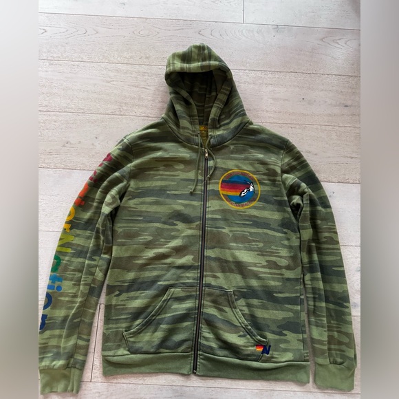 Aviator Nation Green Camo Zip Up Hoodie Logo XXL - Picture 5 of 10